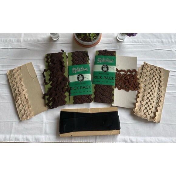 Vintage Mercerized Rick Rack Trim Lot Sewing Craft Supply Brown Beige - Picture 2 of 9